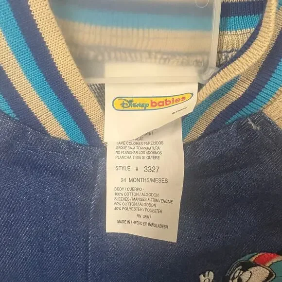 Vintage Disney Babies Baby Mickey Jacket & Pants Set – Varsity Denim Look – 24M - Picture 3 of 3